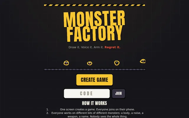 Title screen of Monster Factory