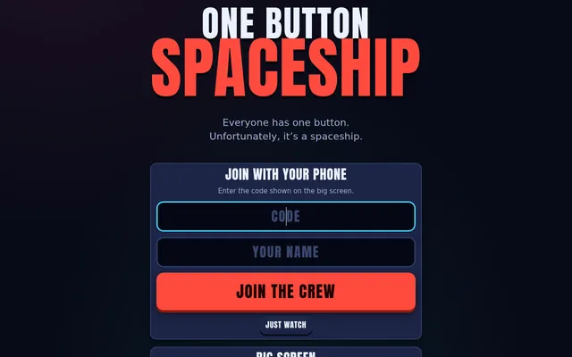 Title screen of One Button Spaceship